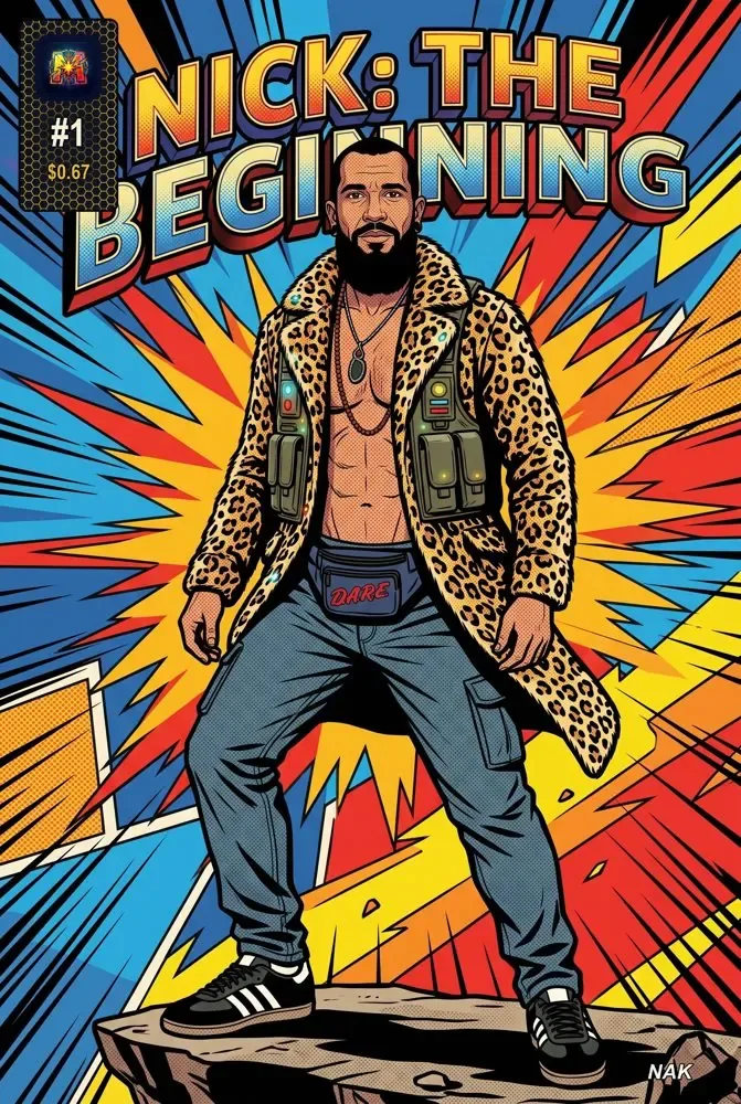 Comic cover titled Nick: The Beginning, starring the same man
