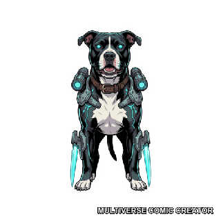 Animated GIF of an armored dog hero